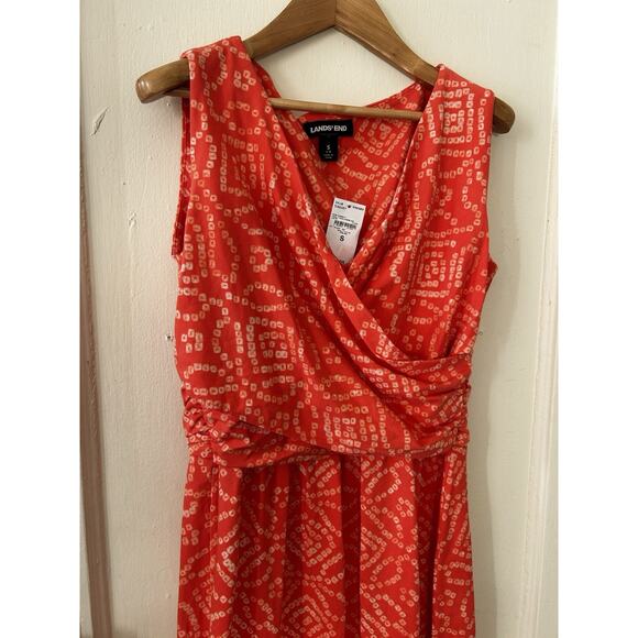 Land’s End Pima Cotton Orange Printed Double Layer Dress NWT | S - Picture 2 of 4